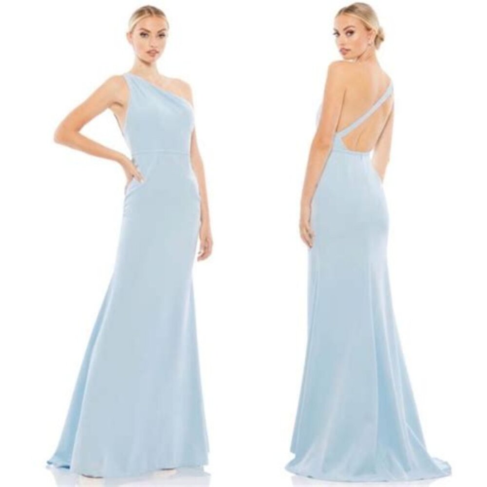 Mac Duggal Sky Blue One-Shoulder Gown